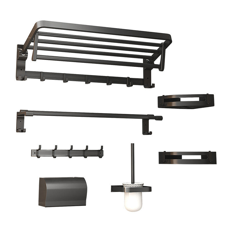 Stylish Black Bathroom Storage Set with Shelf and Hooks