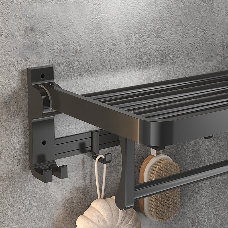 Stylish Black Bathroom Storage Set with Shelf and Hooks