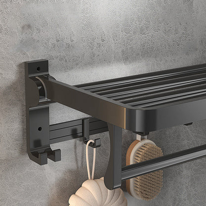 Stylish Black Bathroom Storage Set with Shelf and Hooks