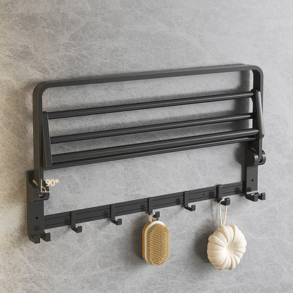 Stylish Black Bathroom Storage Set with Shelf and Hooks