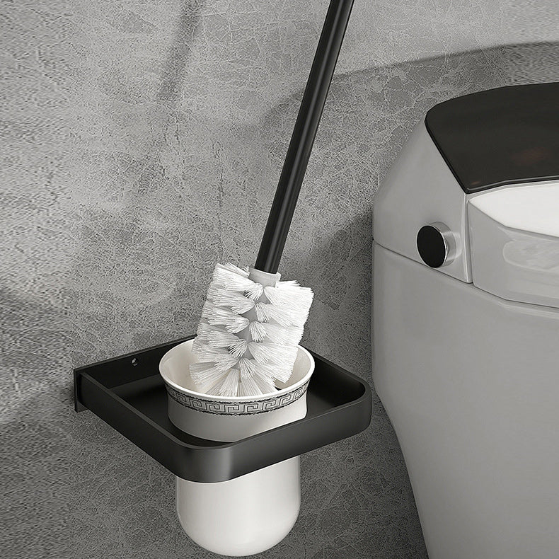 Stylish Black Bathroom Storage Set with Shelf and Hooks