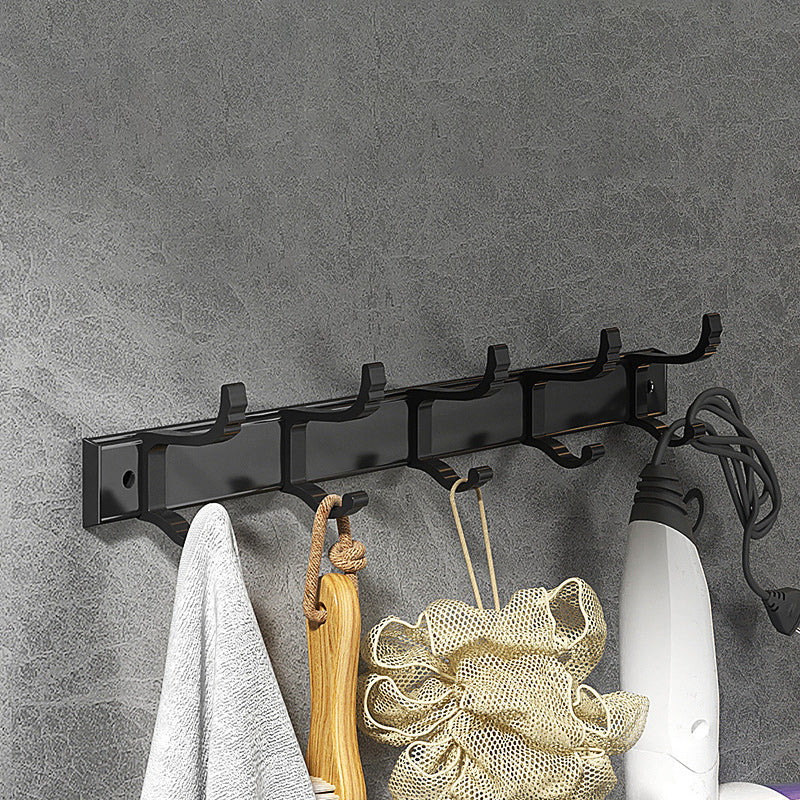Stylish Black Bathroom Storage Set with Shelf and Hooks - Cofik