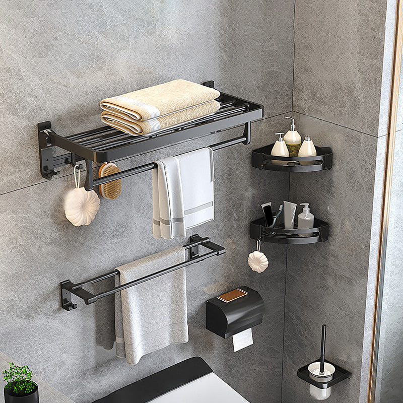Stylish Black Bathroom Storage Set with Shelf and Hooks