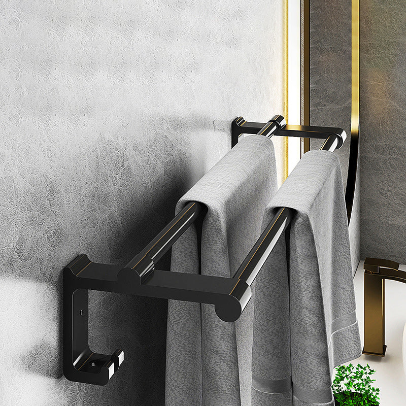 Stylish Black Bathroom Storage Set with Shelf and Hooks