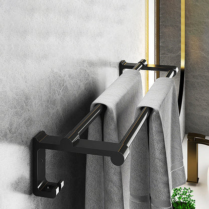 Stylish Black Bathroom Storage Set with Shelf and Hooks