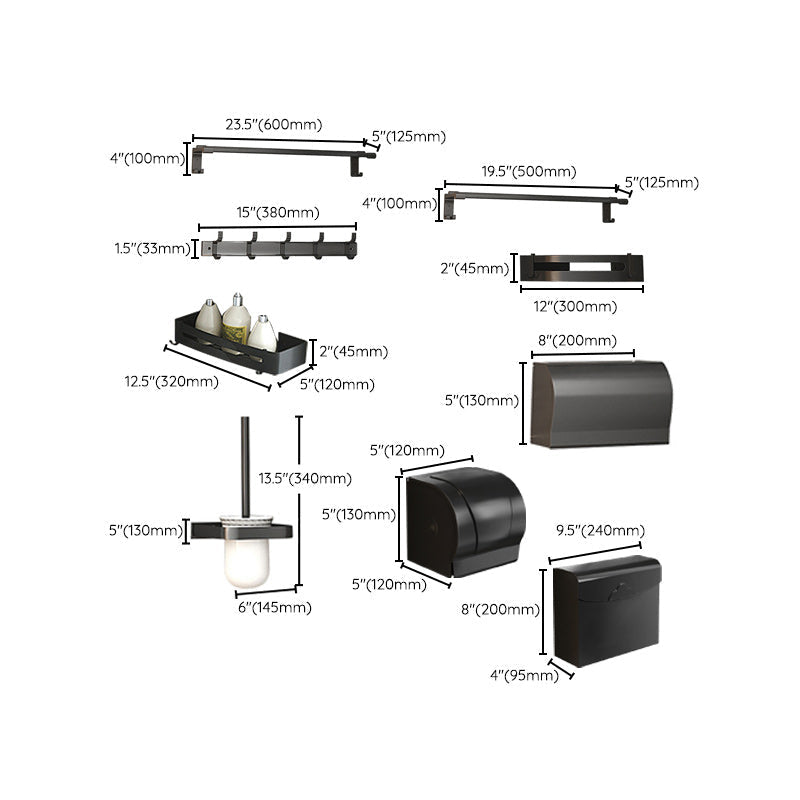 Stylish Black Bathroom Storage Set with Shelf and Hooks