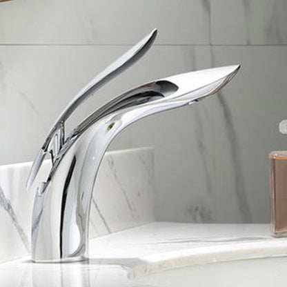 Contemporary Round Basin Mixer Tap with Brass Handle