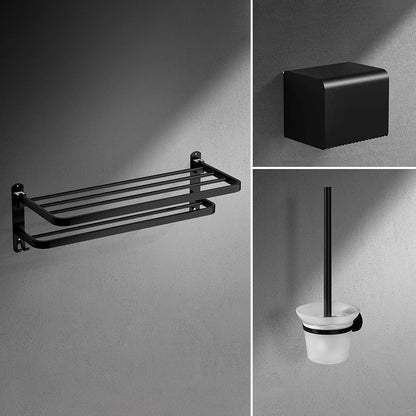 Stylish Black Bathroom Accessory Set Stainless Steel Fixtures