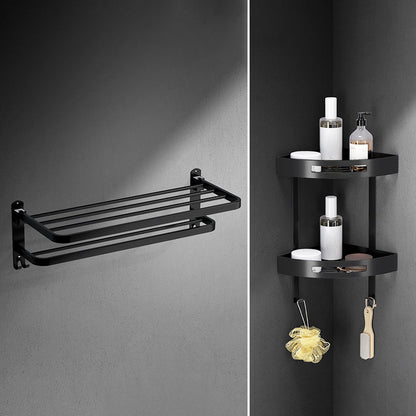 Stylish Black Bathroom Accessory Set Stainless Steel Fixtures
