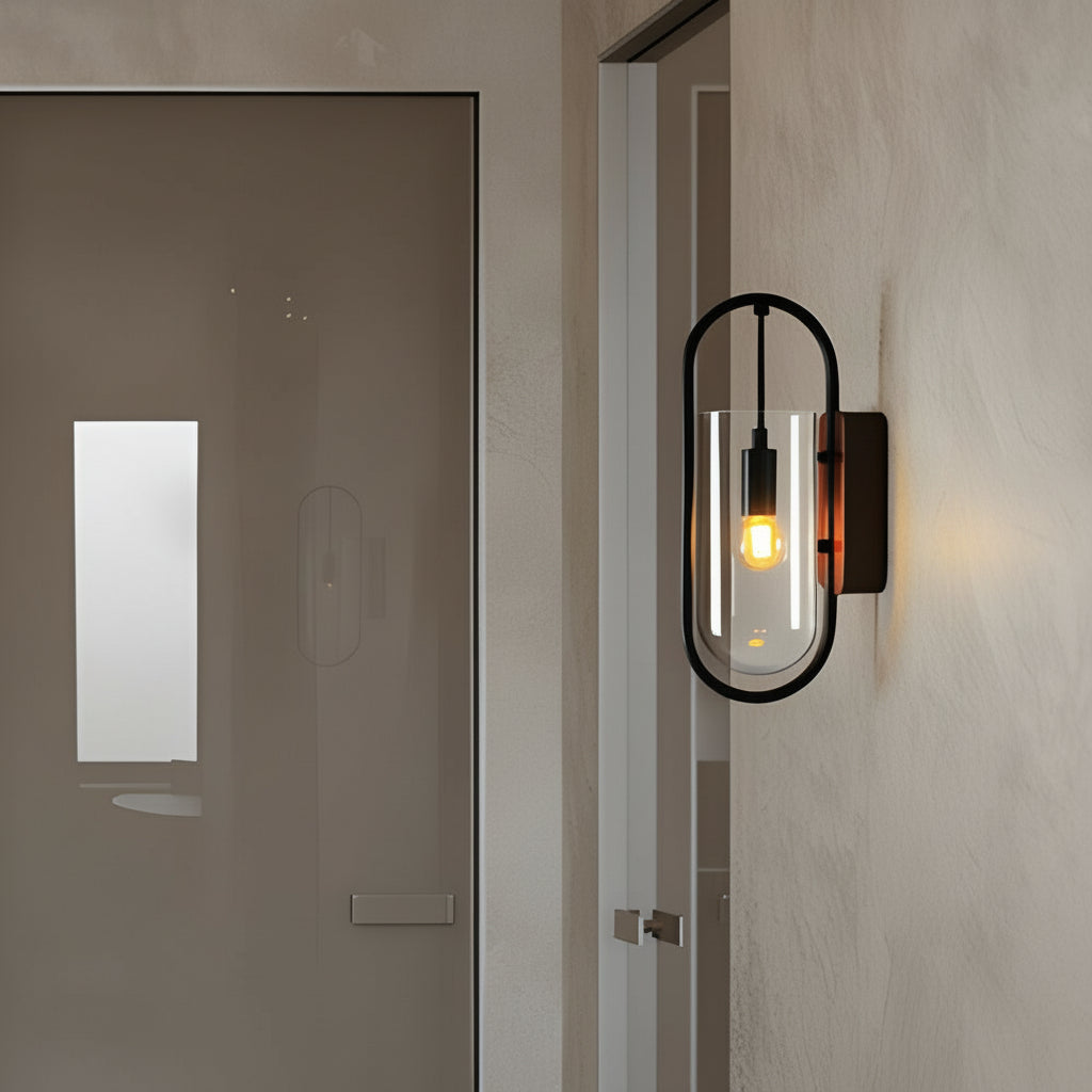 Vintage Wood LED Wall Lamp – Glass Shade - Cofik
