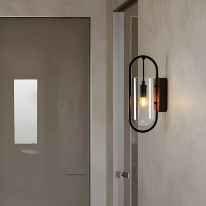 Vintage Wood LED Wall Lamp – Glass Shade - Cofik