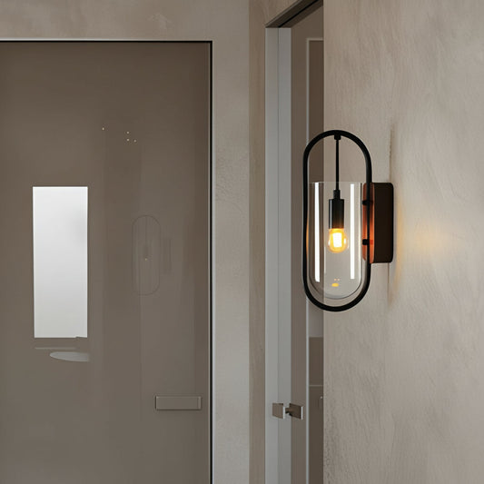 Vintage Wood LED Wall Lamp – Glass Shade - Cofik