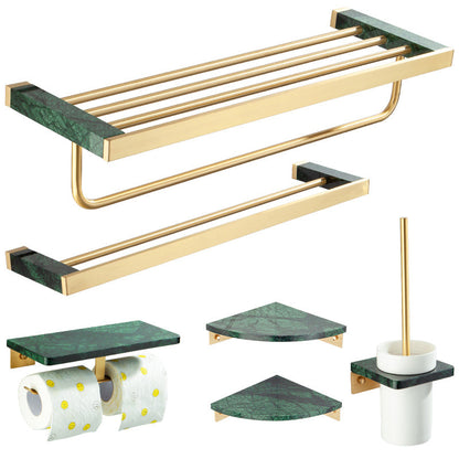 Luxury Brass Bathroom Hardware Set with Marble Accents
