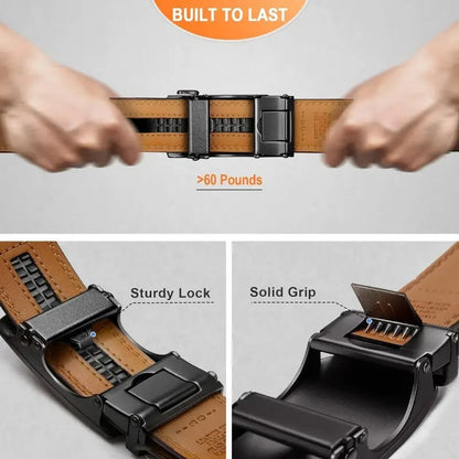 Genuine Leather Adjustable Ratchet Belt for Men