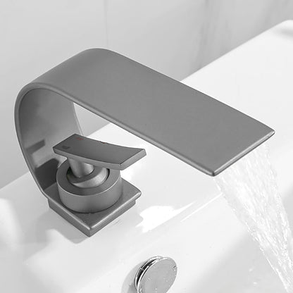 Contemporary Chrome Widespread Bathroom Sink Faucet
