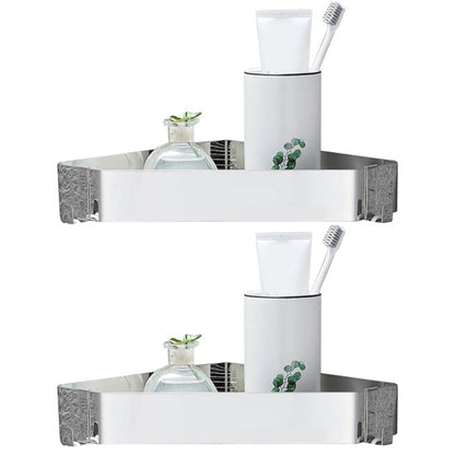 Modern 2-Piece Stainless Steel Bathroom Shelf Set