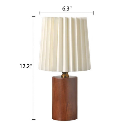 Rustic Wooden 1-Light Table Lamp with Classic Shade