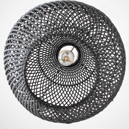 Natural Woven Rattan Black Hanging Lamp