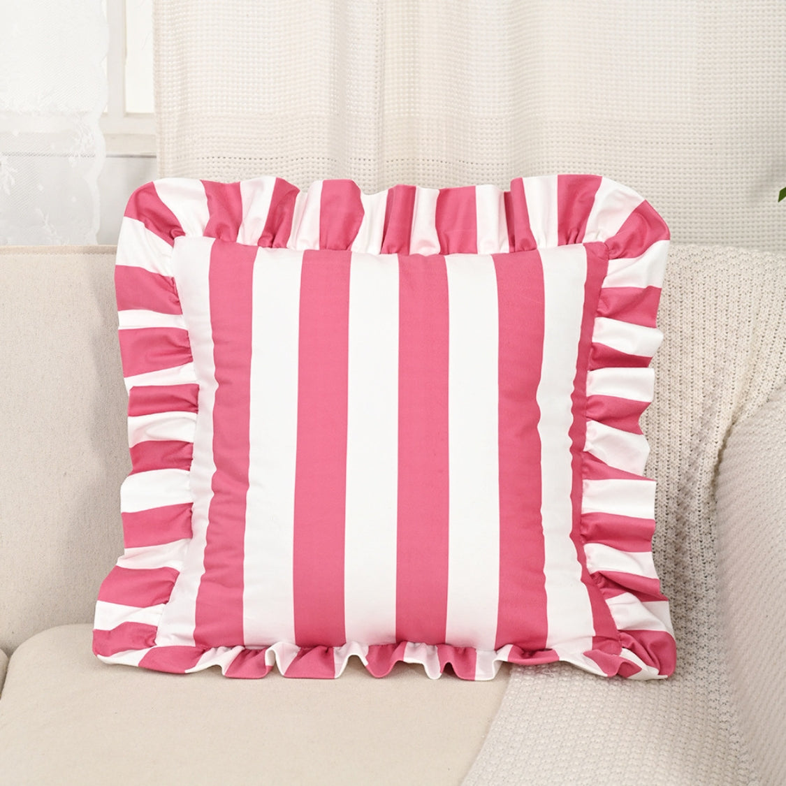 Vintage Floral Ruffled Pillow Cover
