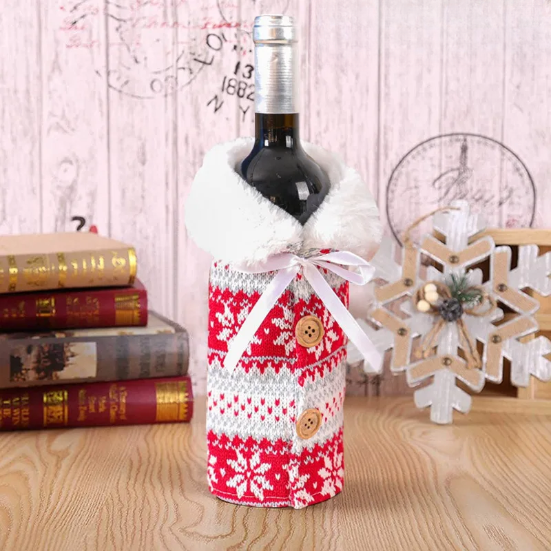 Warm Furry Christmas Wine Bottle Cover