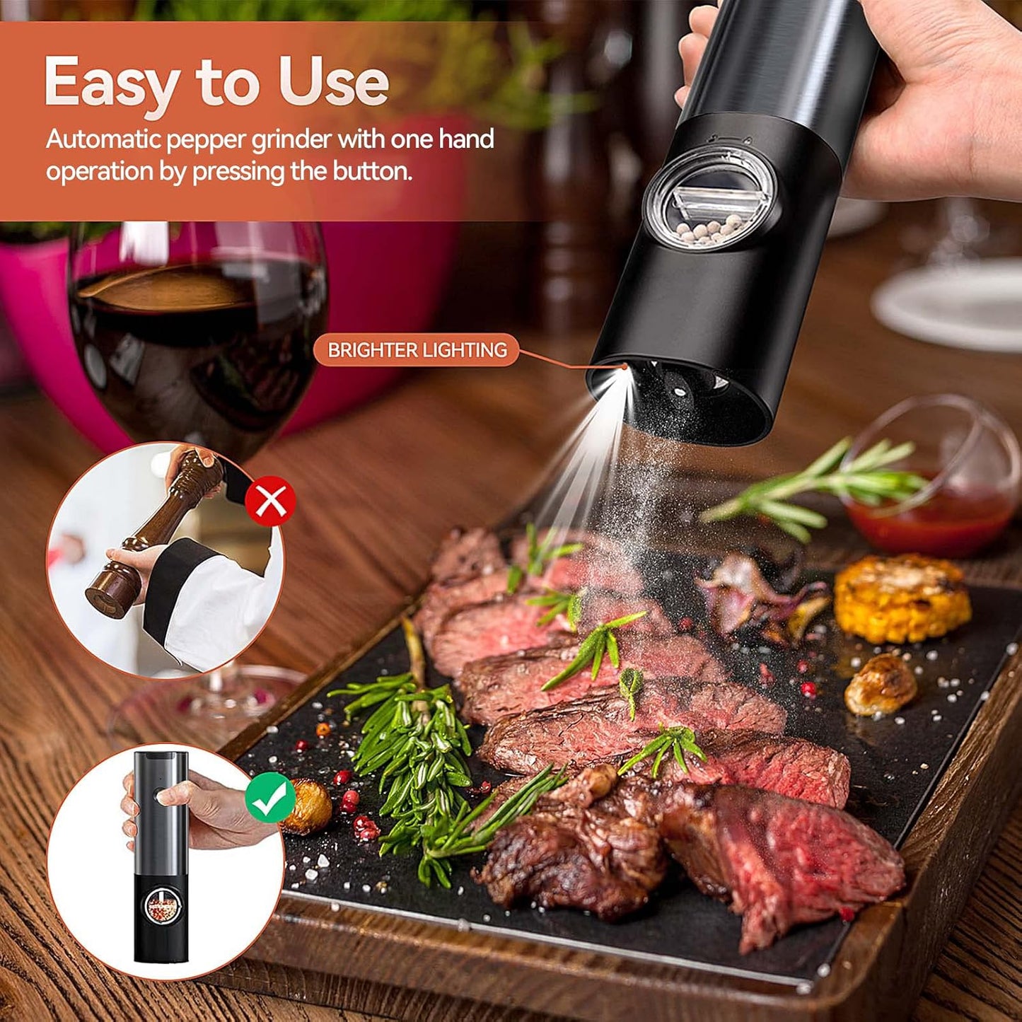 Automatic Salt and Pepper Mill – Cordless Grinder