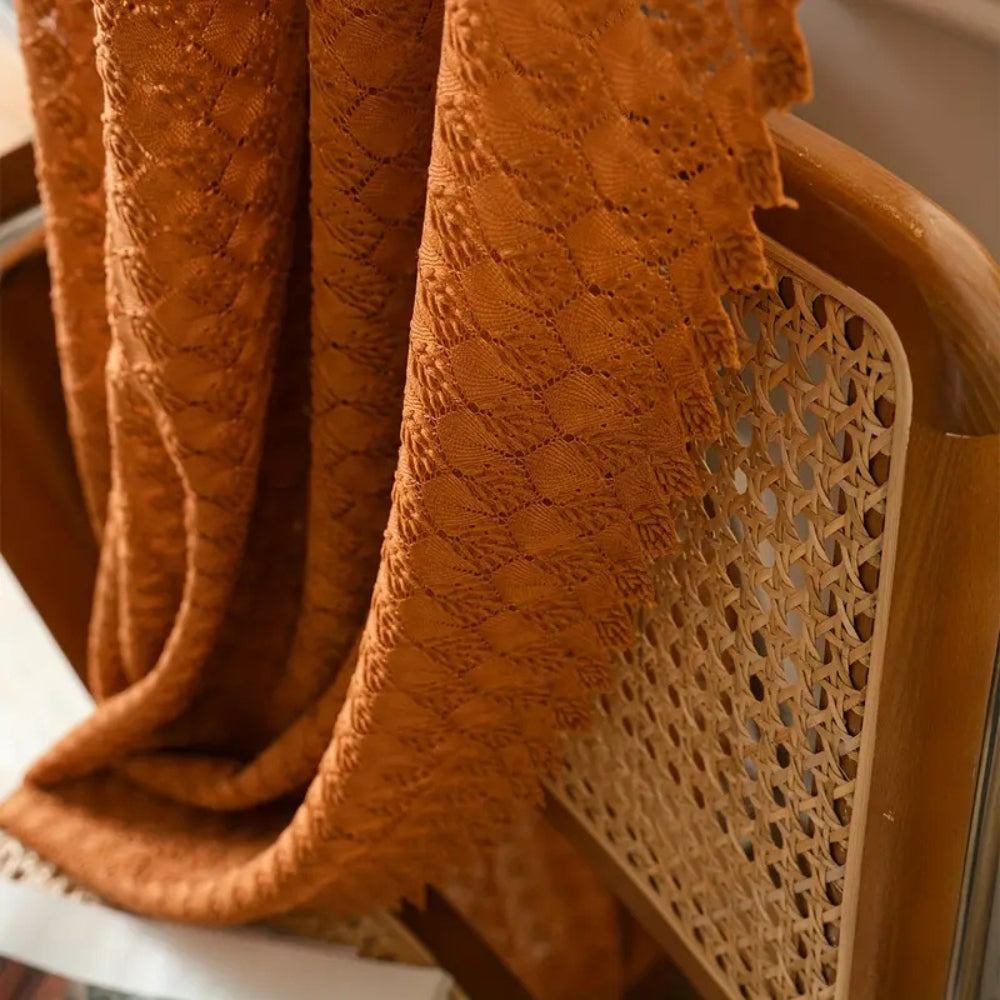 Warm Beige Macrame Window Curtain Panel