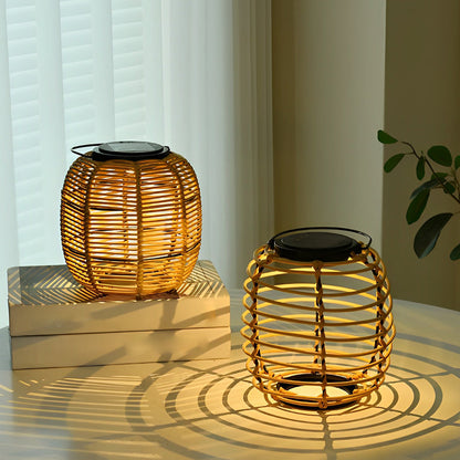 Outdoor Solar Powered Rattan Garden Lamp