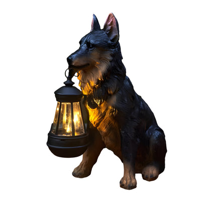 Solar Powered Outdoor Garden Lights with Dog Statue