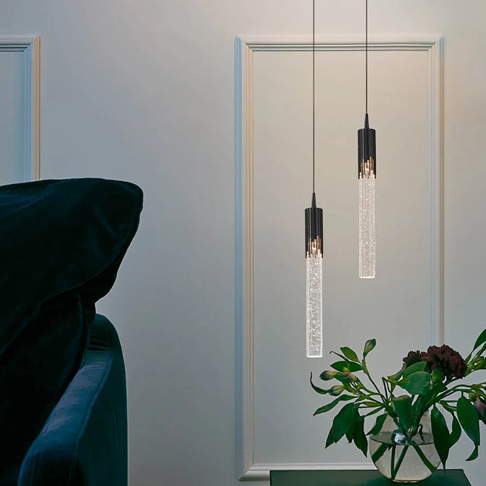 Clear Glass Pendant Light in Sleek Cylinder Design