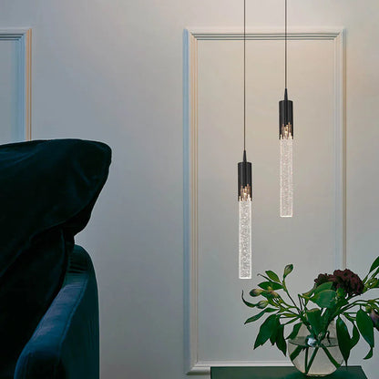 Clear Glass Pendant Light in Sleek Cylinder Design