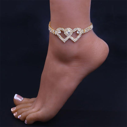 Sparkly Heart Chain Anklet