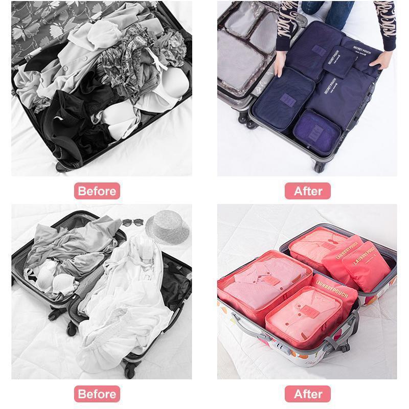 Compact Travel Bag Packing Organizers 6 Pack