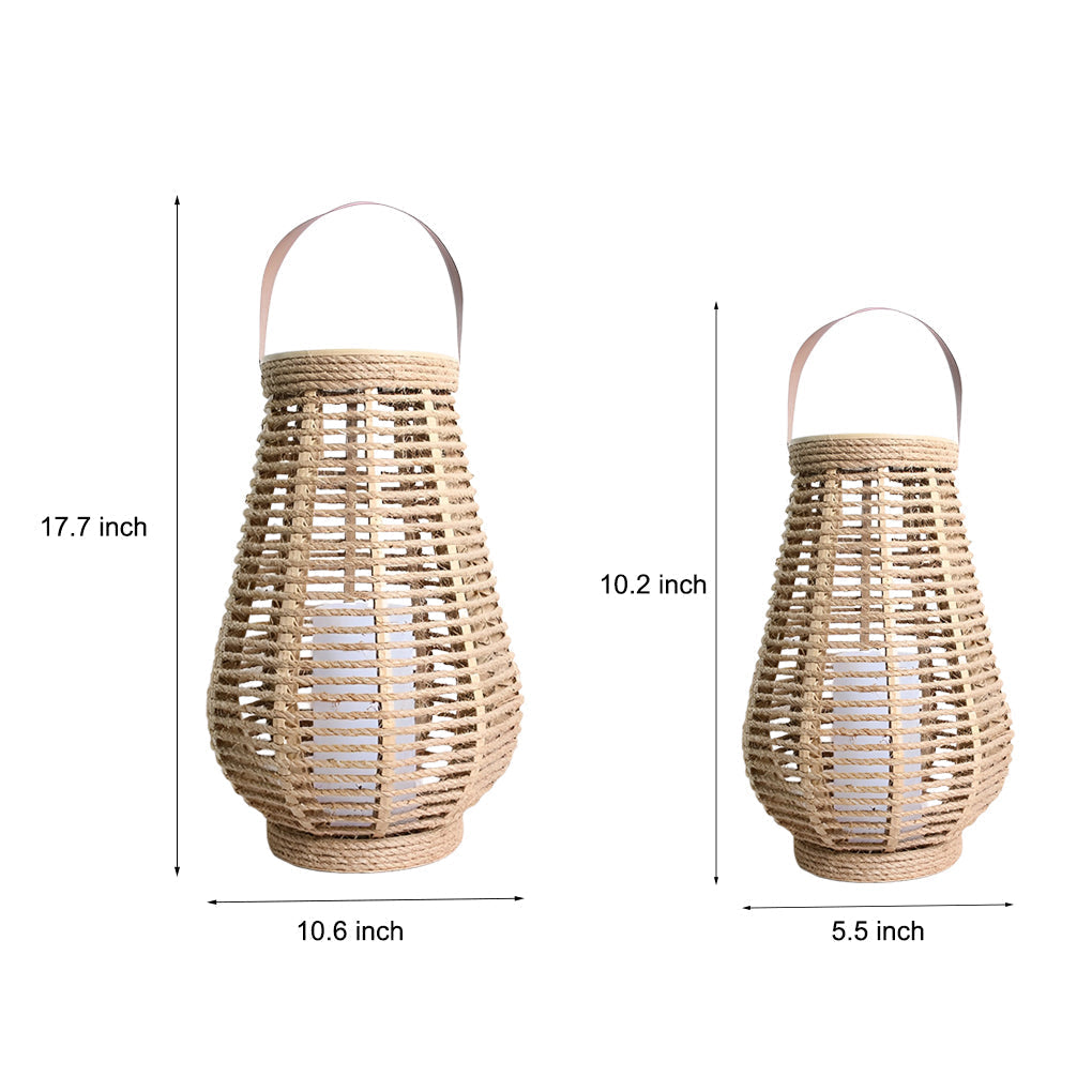Outdoor Solar Powered Lanterns Waterproof Rattan Brown Lights - Cofik