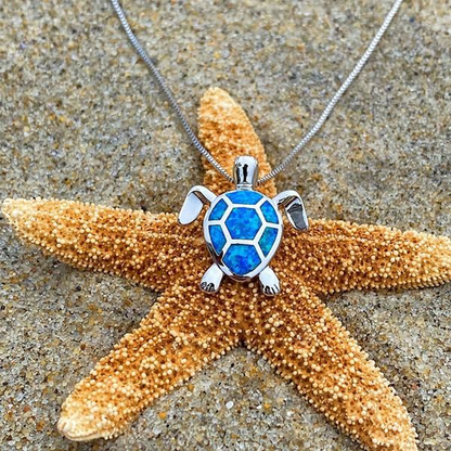 Ocean Blue Turtle Pendant Necklace