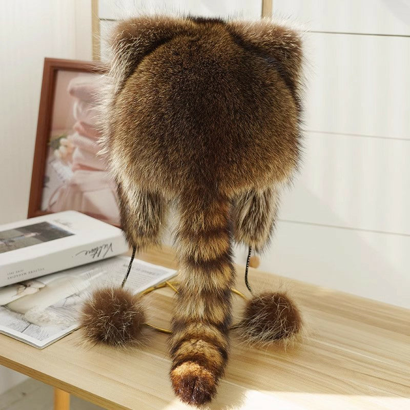 Adorable Faux Fur Raccoon Parent Kid Hat