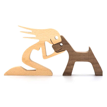 Handcrafted Wooden Pet Figurine Decor