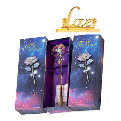 Sparkling Pink Valentine's Day Rose Figurine
