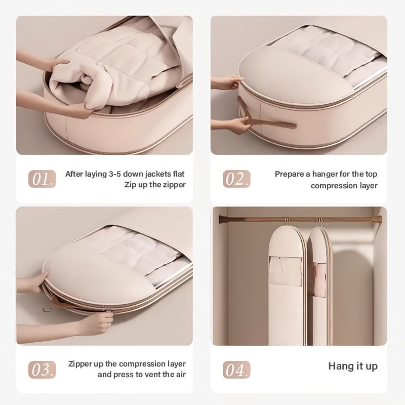 Compact Closet Hanging Storage Bag with Easy Zipper
