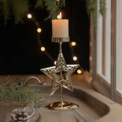 Holiday Candle Holders Star Tree Design