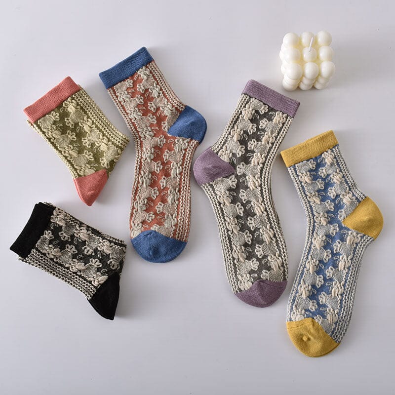 Colorful Womens Flower Patterned Socks (10 Pack)