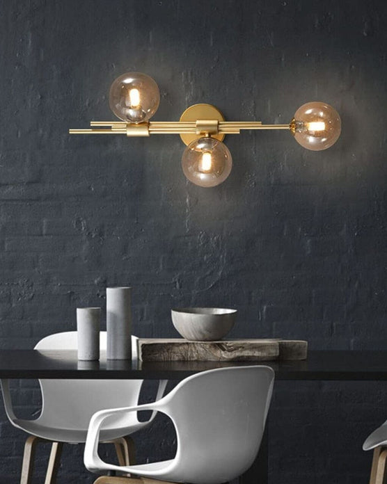 Warm 3 Globe Glass Wall Light - Amber