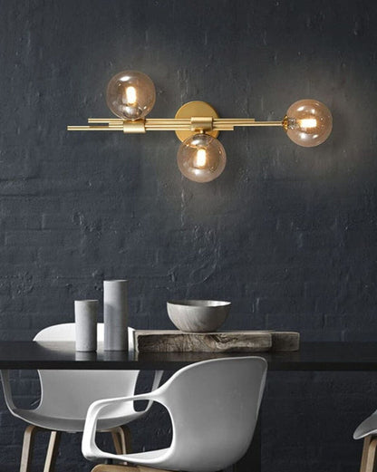 Warm 3 Globe Glass Wall Light - Amber