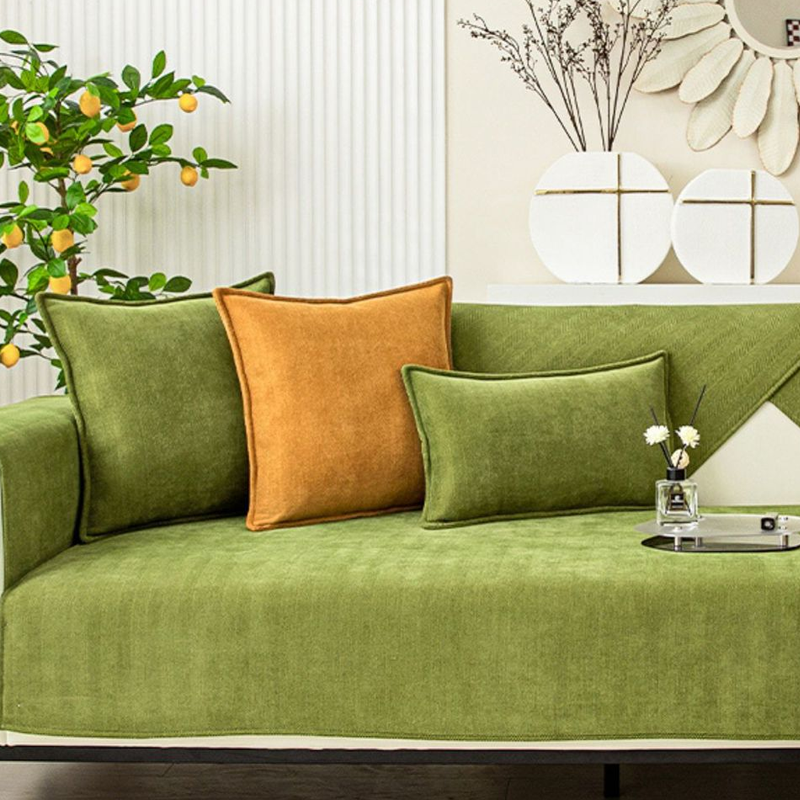 Plush Check Soft Sofa Slipcover Furniture Protector