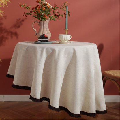 Simple Beige Cotton Table Cloth Rustic Look - Cofik