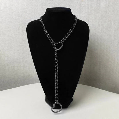 Edgy Black Heart Pendant Necklace