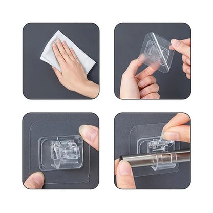 Easy Fit Adjustable Curtain Rod Adhesive Hooks