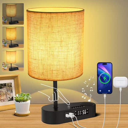 Smart Alarm Clock with USB Charger and Desk Lamp