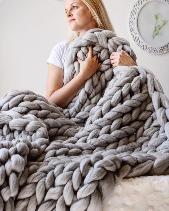 Thick Cozy Knitted Throw Blanket
