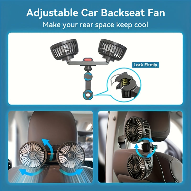 Portable Dual Car Fan with Silent Rotation