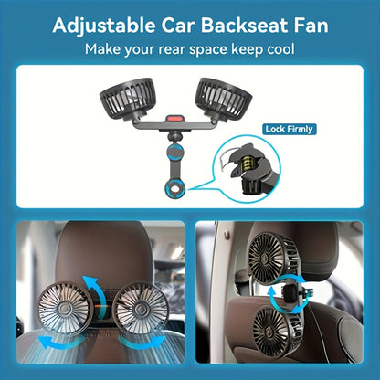 Portable Dual Car Fan with Silent Rotation